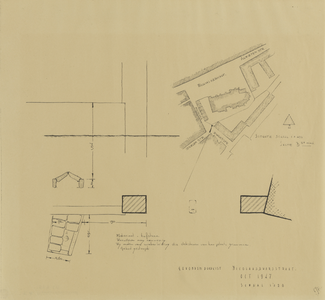 214268 Plattegrond van het Nicolaaskerkhof en omgeving te Utrecht, met een situatieschets van een aan de ...
